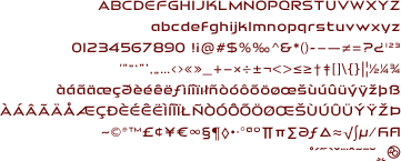 Tesla font character set