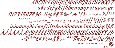 Firefly font character set