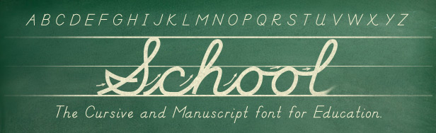 Cursive font - School font -  D'Nealian Font by David Occhino Design