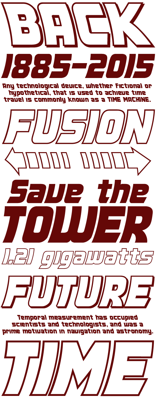 Back to the Future font - Time Travel font - by David Occhino Design - Sample